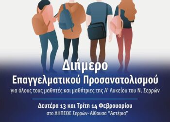 ΔΙΗΜΕΡΙΔΑ ΕΠΑΓΓΕΛΜΑΤΙΚΟΥ ΠΡΟΣΑΝΑΤΟΛΙΣΜΟΥ ΓΙΑ ΜΑΘΗΤΕΣ ΣΤΙΣ ΣΕΡΡΕΣ