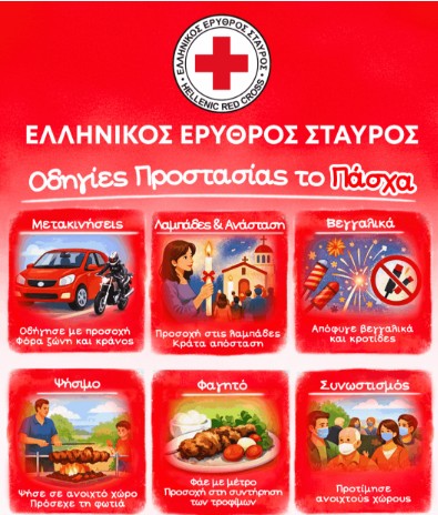 Ο ΕΛΛΗΝΙΚΟΣ ΕΡΥΘΡΟΣ ΣΤΑΥΡΟΣ ΔΙΝΕΙ ΧΡΗΣΙΜΕΣ ΟΔΗΓΙΕΣ ΕΝΟΨΕΙ ΠΑΣΧΑ